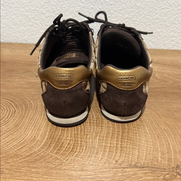 Coach Brown and Gold Patterned Sneakers - Picture 3 of 7